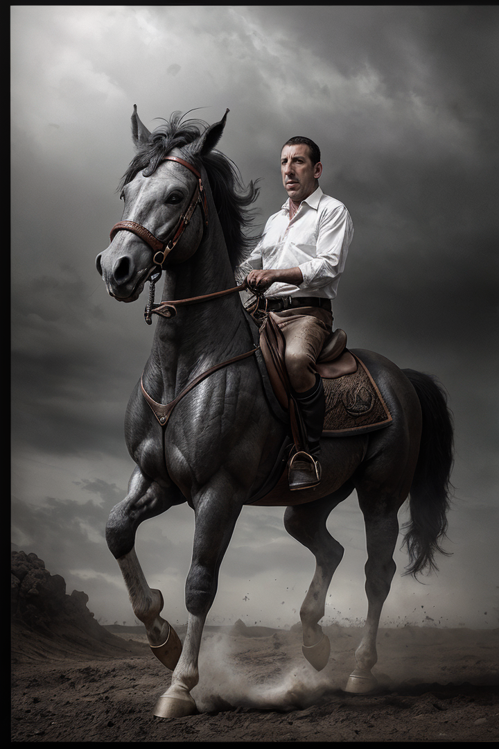 (dynamic pose:1.2),(dynamic camera),(art retouch, photo surrealism),
close-up Adam Sandler as horse
,(grotesque caricature...
